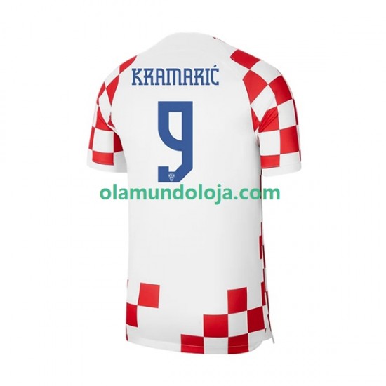 Camisola Croácia Kramaric 9 Homem Equipamento Primeiro Copa do Mundo 2022 Manga Curta